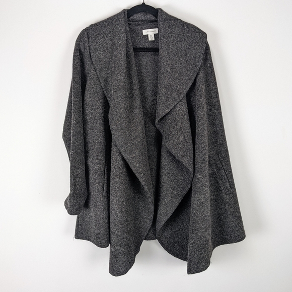 Paraphrase Grey Cardigan Waterfall Open Front Size 8 Wool Blend - Picture 7 of 7